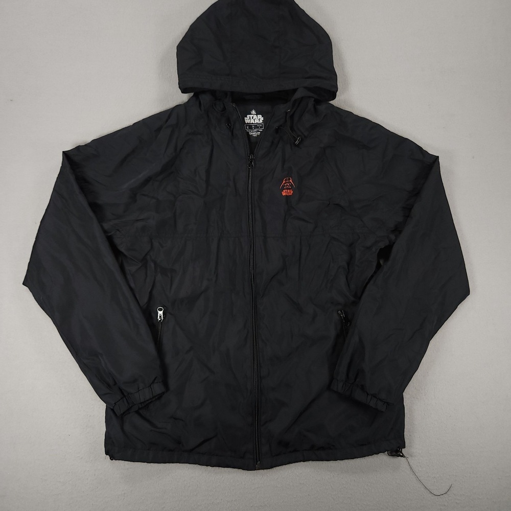 Disney Parks Star Wars Darth Vader Black Rain Zip Windbreaker Hoodie Jacket M
